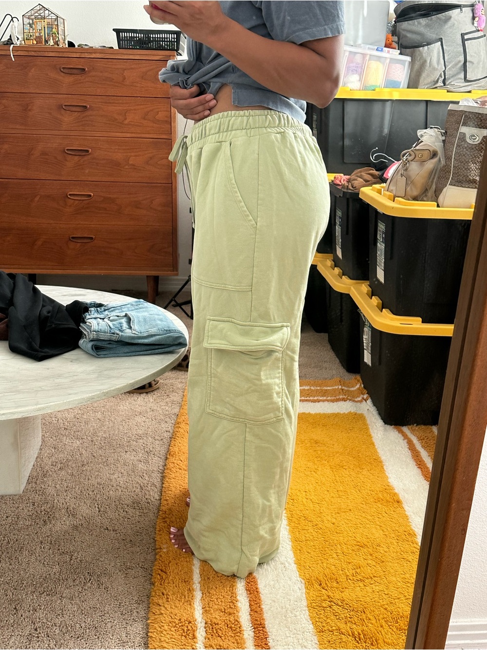 wild fable Sage Green Wide Leg Cargo Sweatpants - Picture 5 of 6